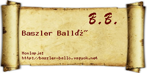 Baszler Balló névjegykártya